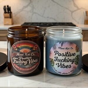 Positive Vibes Candle Set - Brown and Blue